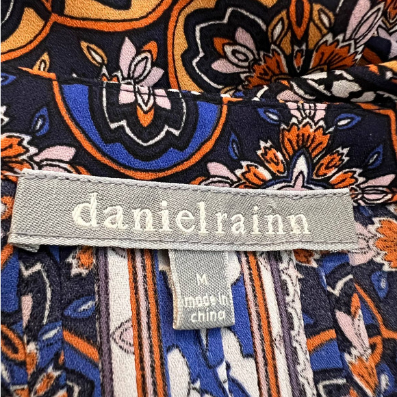 Daniel Rainn Tunic Blouse in Faux Multicolored Patchwork Boho Size Medium - Picture 4 of 6